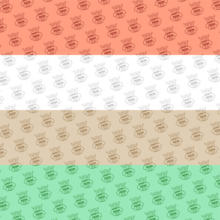 king pig crown pork bacon seamless pattern vector