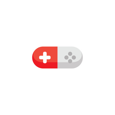 red white joystick game console pill medicine vector