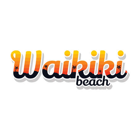 summer holidays waikiki beach sign symbol vector artのイラスト素材