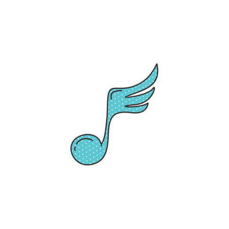 doodle sketch vector art music note with wingのイラスト素材