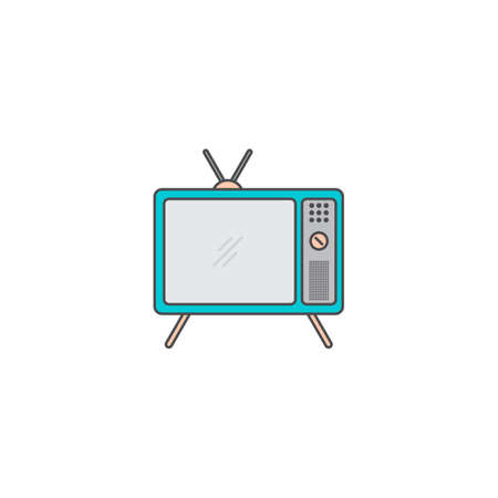 televison doodle vector cartoon art flat icon illustrationのイラスト素材