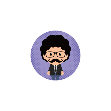 cartoon round avatar picture vector art illustration