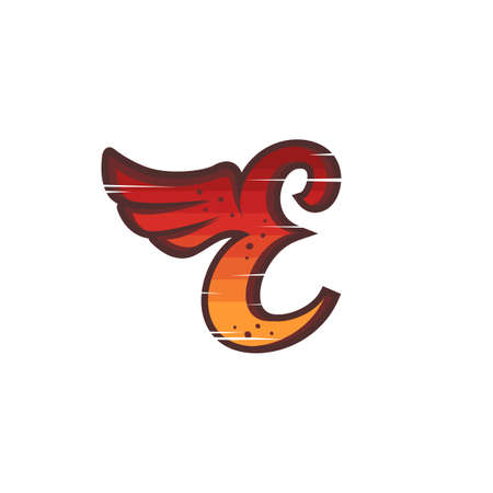 alphabet wing red sign logo brand sign icon vectorのイラスト素材