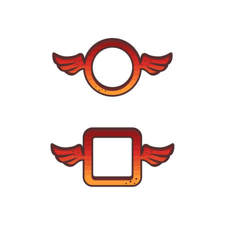 frame template with red wing set vector artのイラスト素材