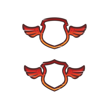 shield wing protection security theme anti virus logo setのイラスト素材