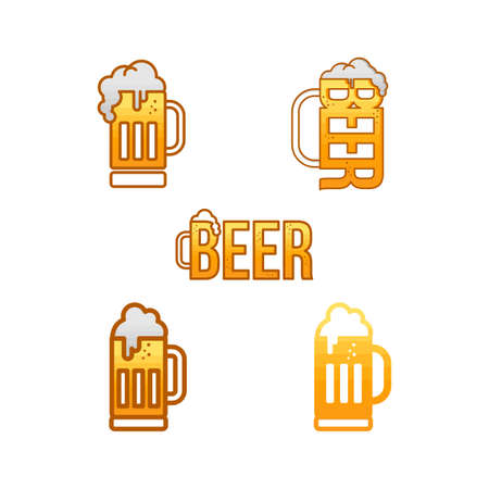 cold glass of beer october fest vector art setのイラスト素材