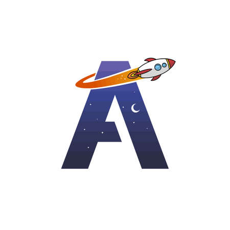 alphabet initial logo sign logotype space rocket vector artのイラスト素材