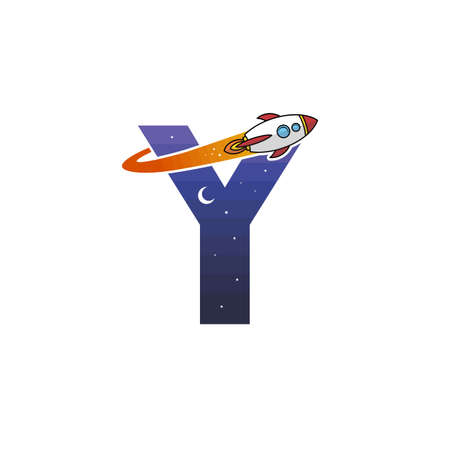 alphabet initial logo sign logotype space rocket vector artのイラスト素材
