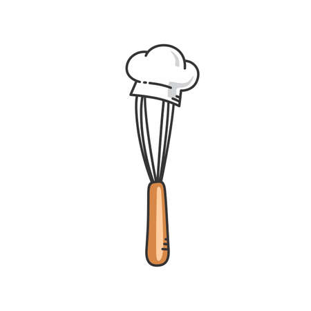 whisk kitchen utensil chef hat restaurant theme logo vectorのイラスト素材