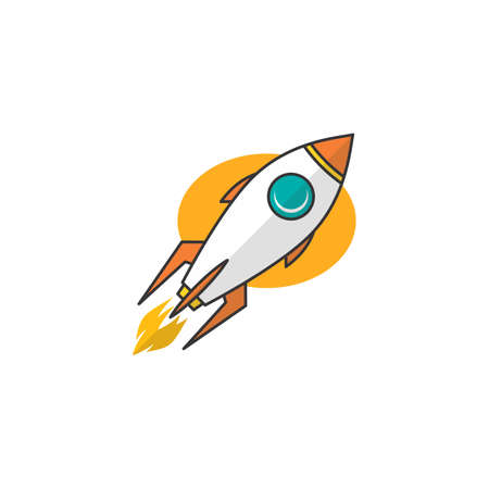 rocket ship launch space travel theme vector artのイラスト素材