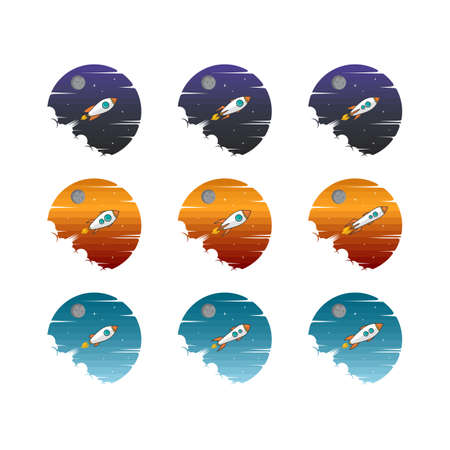 rocket ship launch space travel theme vector artのイラスト素材