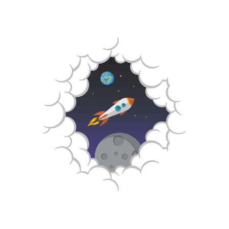 rocket ship launch space travel theme vector artのイラスト素材