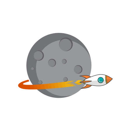 rocket ship launch space travel theme vector artのイラスト素材