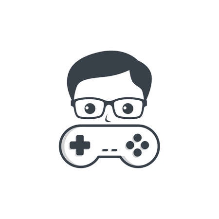 game nerd geek gamer joystick console controller logo vectorのイラスト素材