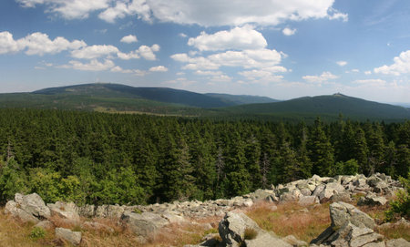 Panorama picture of mount Brocken in the national park Harz, Germany