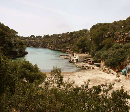 Cala Pi, one of the most beautiful bays of Mallorca, Spain. Similar to a fjord in Norway the bay goes far into the back-country.の写真素材