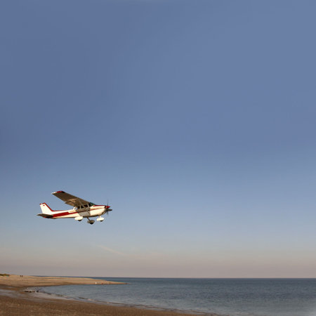 Starting airplane at the german north sea island Helgoland Düne