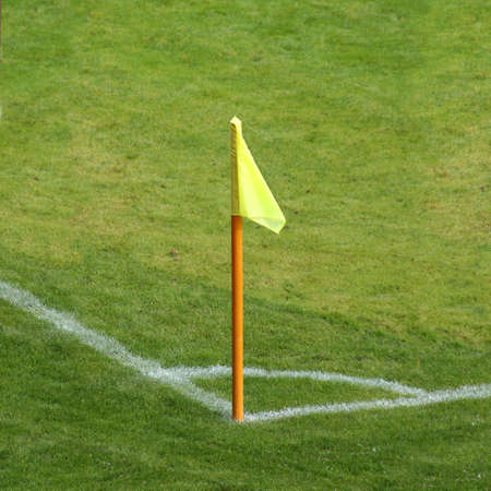 Corner flag on a soccer field の写真素材