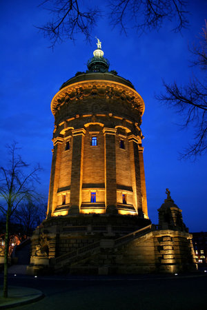 Wasserturm (old water tower)  landmark of the german city Mannheimの写真素材