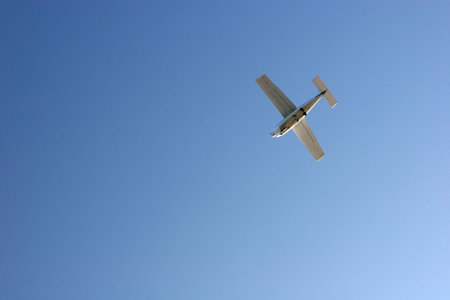 Starting airplane seen at the airfield of the german island Helgoland Düne