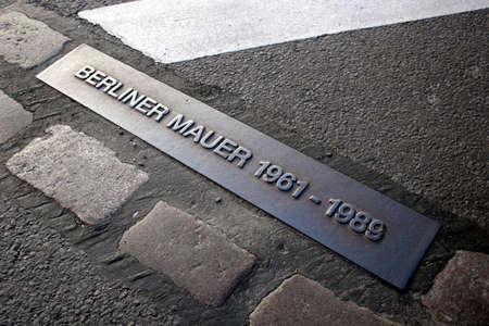 Place of the Berlin wall until 1989, now part of a street.のeditorial素材