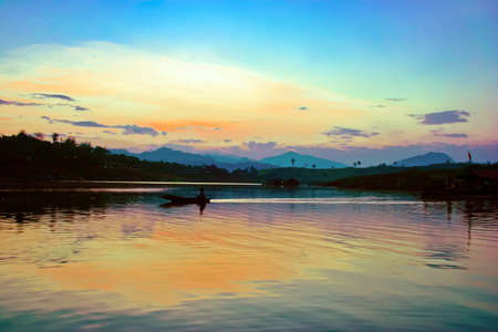 Beautiful morning for row boatingの写真素材