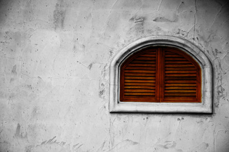 Vintage window on wall