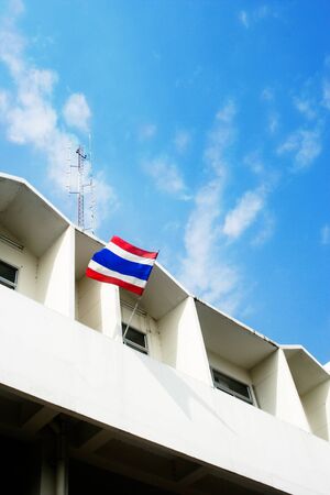 Thai flag on buildingsの写真素材
