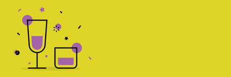 Simple drinks illustration on yellow background with some empty space for text suitable for advertisements, websites, and promos.のイラスト素材