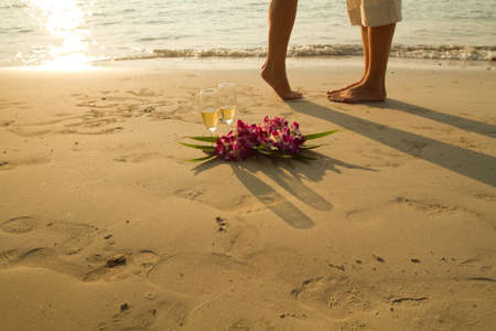 wedding couple on the paradise beach - with place for the textの写真素材