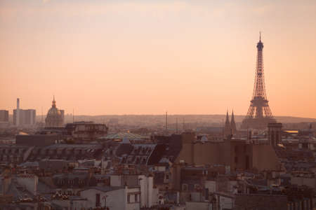 Paris panoramic view at sunset, Eiffel towerの写真素材