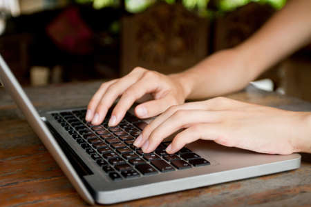 typing on laptop, picture about educationの写真素材