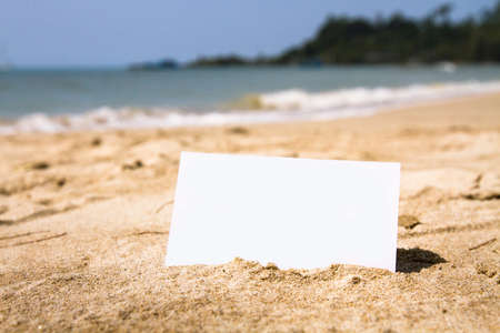 business card on the beachの写真素材