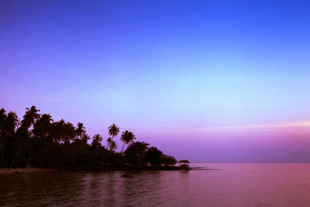 Beautiful purple sunset on the beach, Koh Kood, Thailandの写真素材