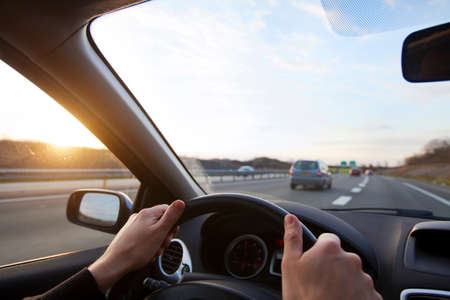 driving on highwayの写真素材