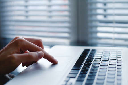 work on laptopの写真素材