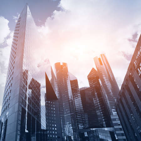 business background with skyscrapersの写真素材