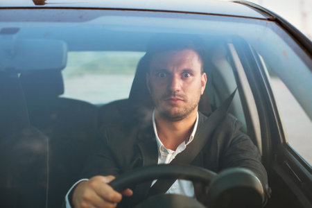 shocked driver in the car