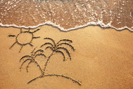 paradise island, beach background with place for textの写真素材