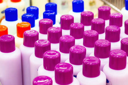 shampoo and shower gel in the shopの写真素材