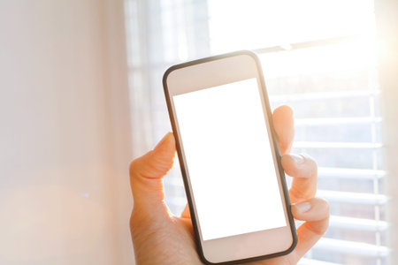 smartphone in the handの写真素材