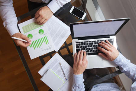 business people working on the table, top viewの写真素材
