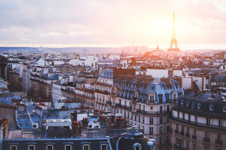 architecture of Paris, France, traditional buildings and streets