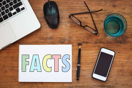facts, word written in notepadの写真素材