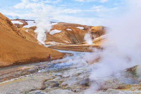 moon landscape from Iceland, hiking in Kerlingafjollの写真素材