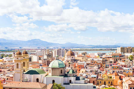Cagliari panoramic view, Sardinia, historical mediterranean architecture of Italyの写真素材