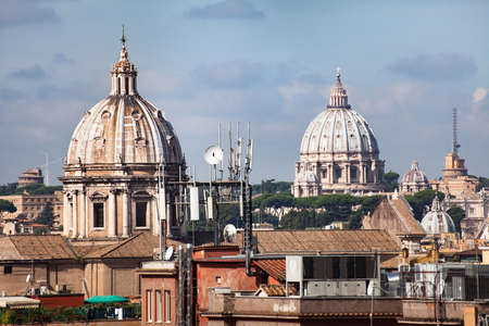 beautiful view of Rome with dome of St Peter basilica, Italyの写真素材
