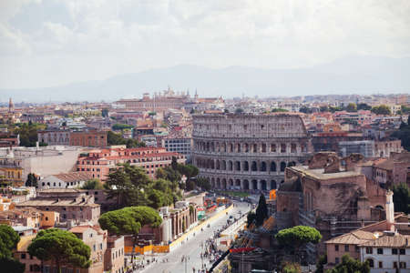 Coliseum and panoramic view of Rome, Italyの写真素材