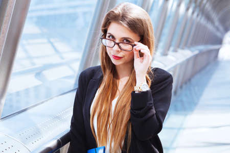 suspicious tricky strict business woman, real estate agentの写真素材