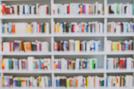 blurred library or bookshop backgroundの写真素材